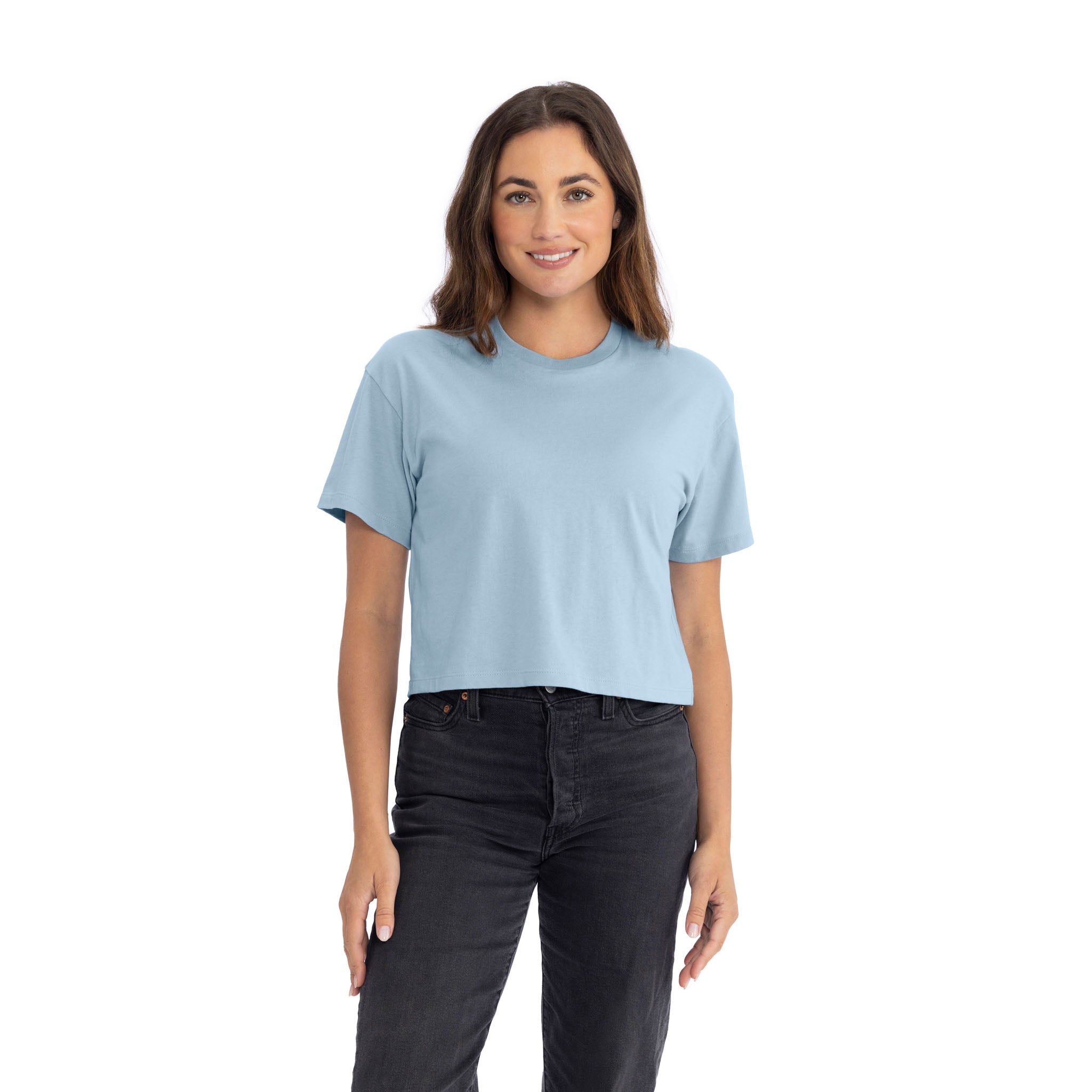 Women's Ideal Crop Tee Stonewash Denim