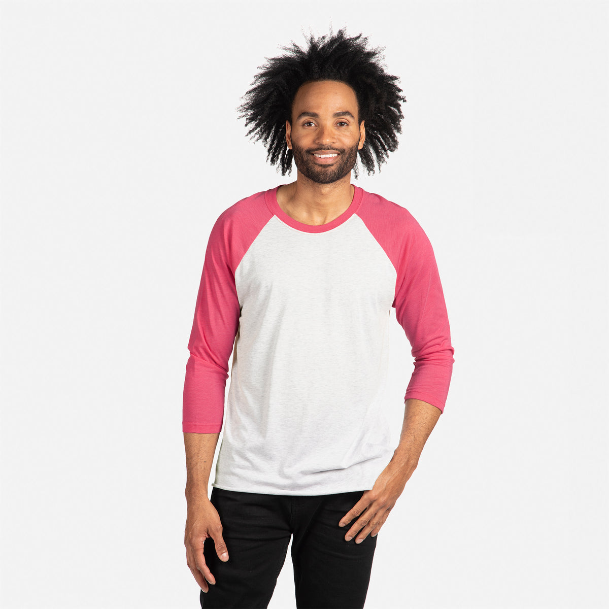 Tri-Blend 3/4 Raglan T-Shirt - Vintage Pink/Heather White | NLA