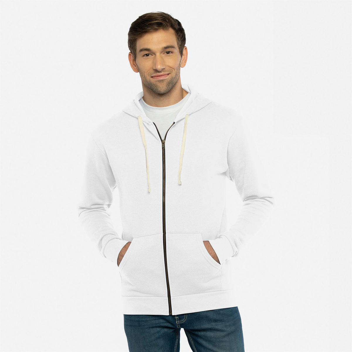 9602 Santa Barbara Full Zip Hoodie - White | Next Level Apparel