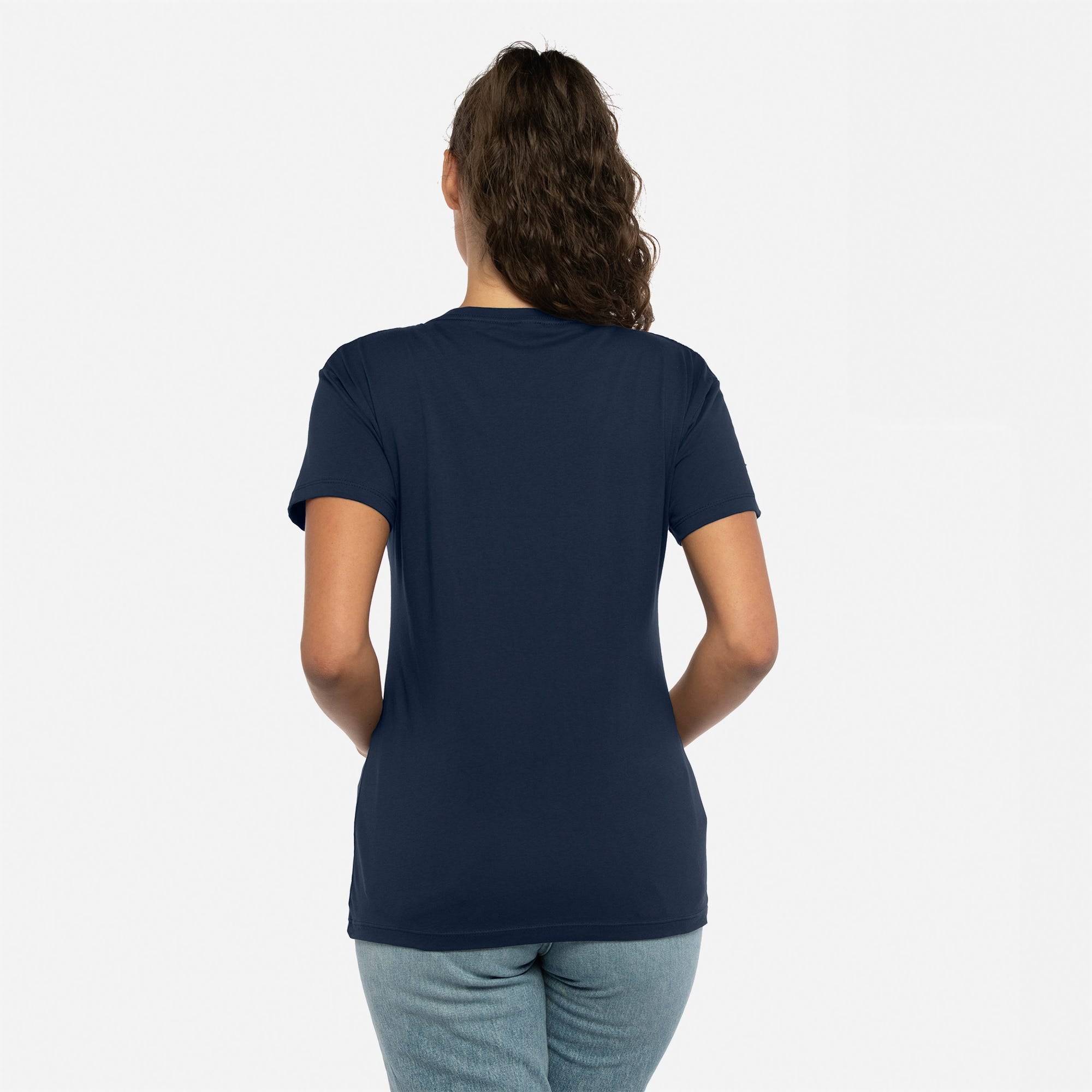 Cotton V-Neck T-Shirt Midnight Navy 3940 Next Level Apparel Back View