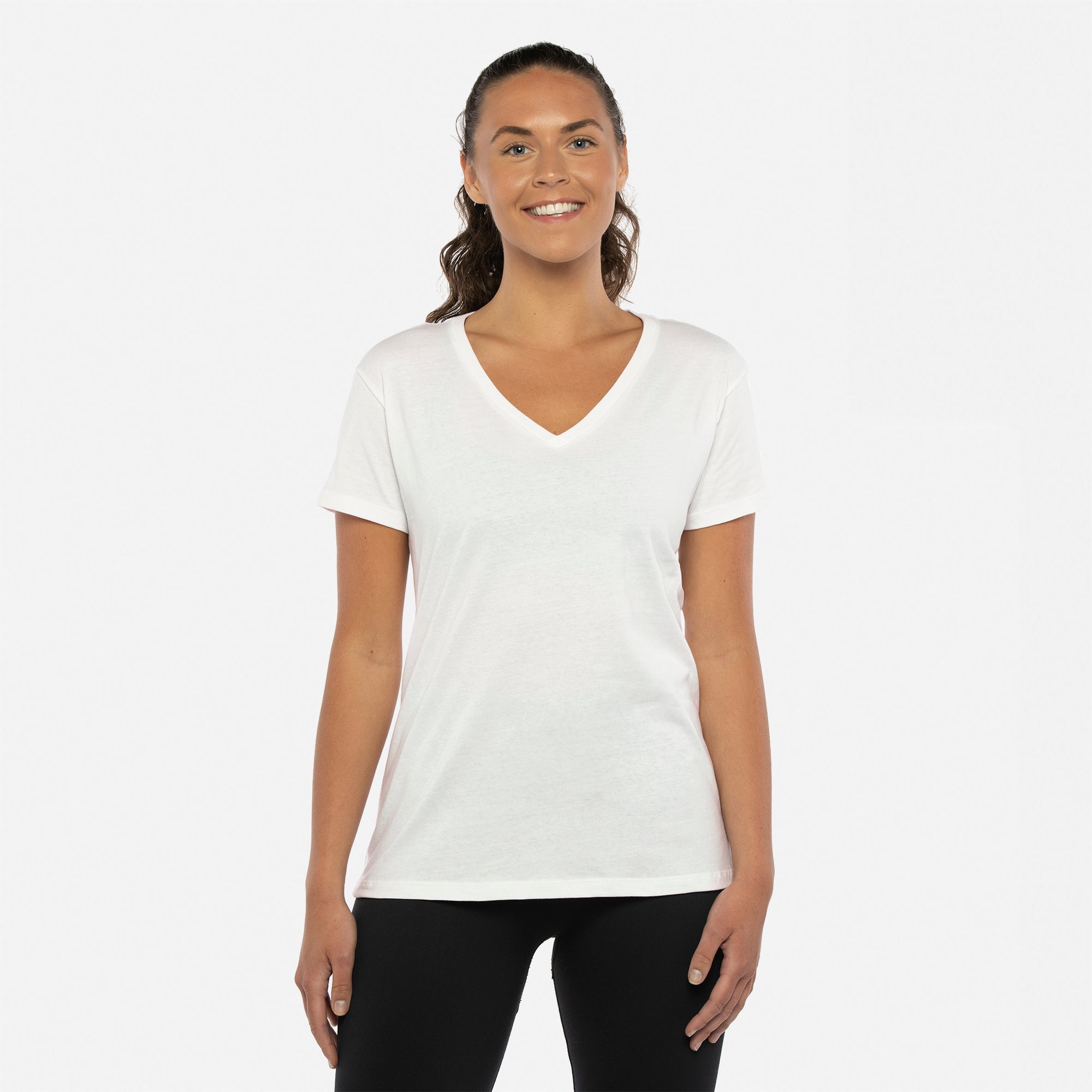 Cotton V-Neck T-Shirt White 3940 Next Level Apparel