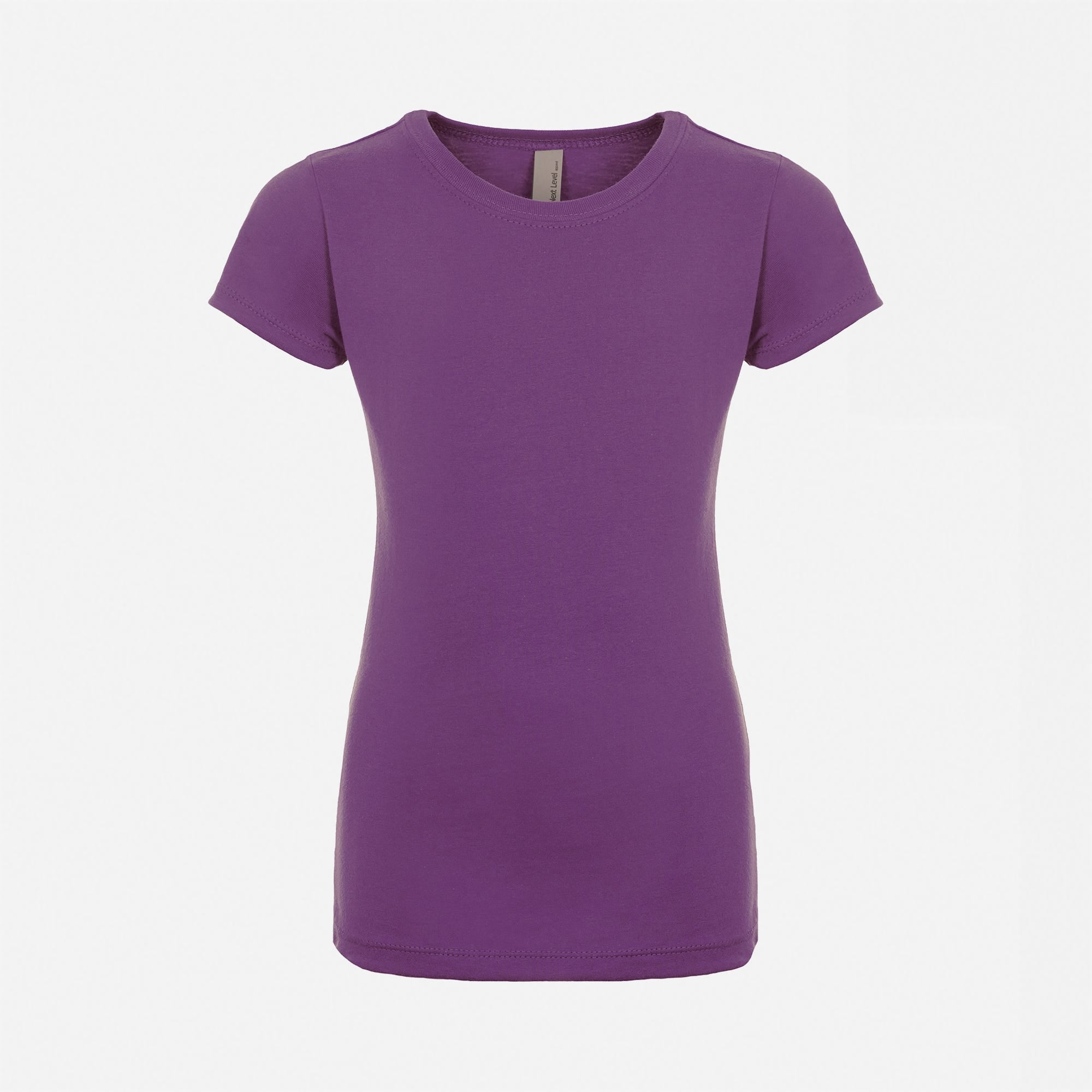 Cotton Princess T-Shirt Purple Rush 3710 Next Level Apparel Kids Self 3/8" Shoulder To Shoulder Binding