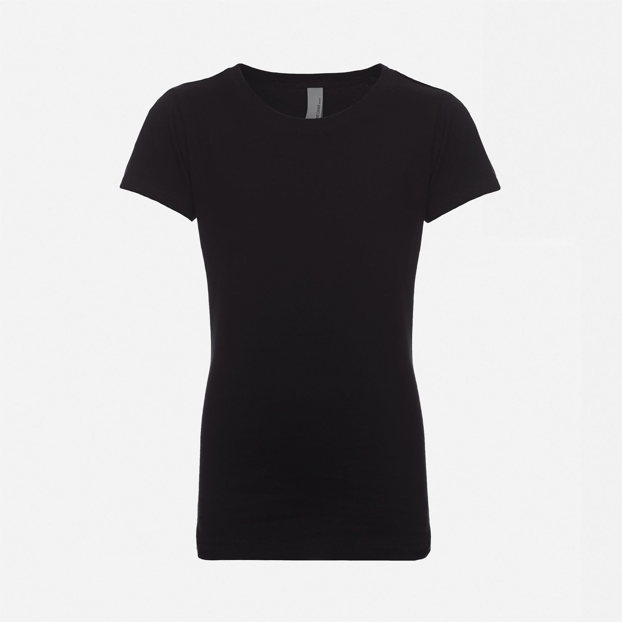 Cotton Princess T-Shirt Black 3710 Next Level Apparel Kids Self 3/8" Shoulder To Shoulder Binding