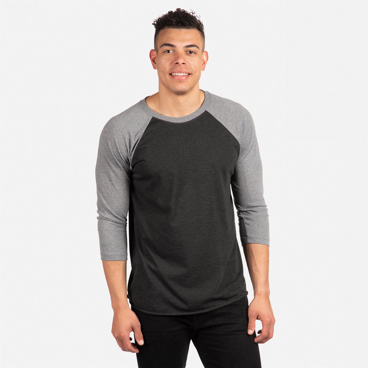 Tri-Blend 3/4 Raglan T-Shirt - Premium Heather/Vintage Black | NLA