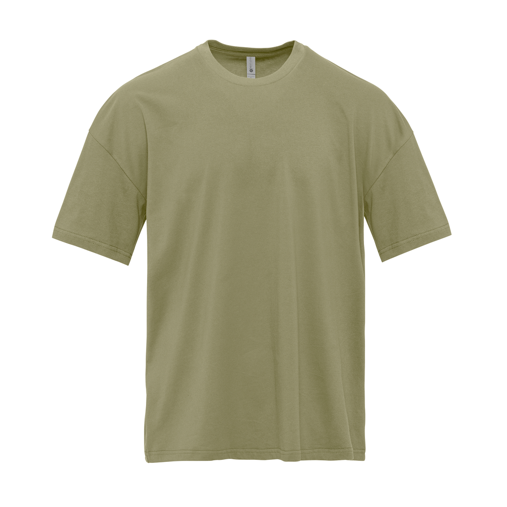 Crafted from 6.8 ounces of Combed Ring-Spun U.S. Cotton, this heavyweight shirt has a dropped shoulder, thick neckband, and finished straight hemline for easy, street-inspired good looks