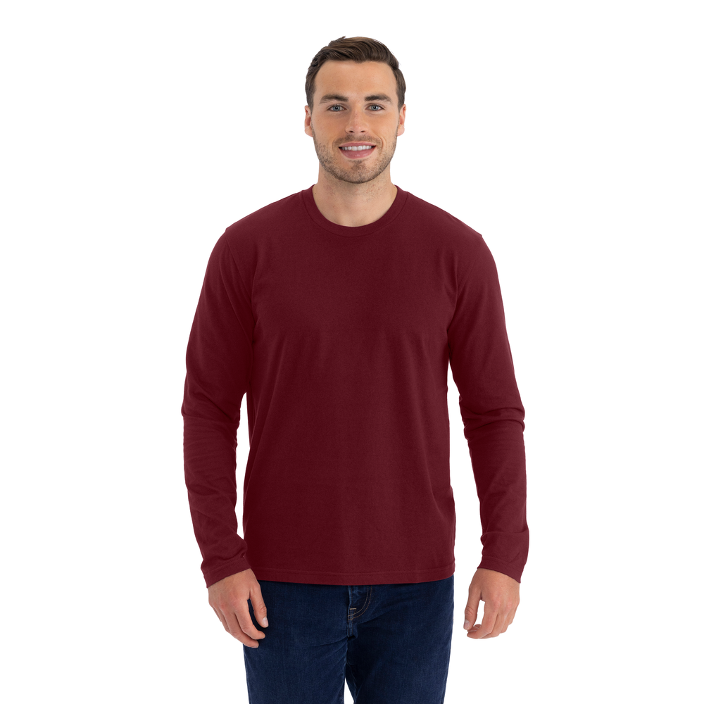 Our Men's Cotton Long Sleeve Crew is inspired by California's casual-cool vibe with a retail-ready look & feel; Made from premium 100% combed ring-spun cotton, this tee is ranks high in shape retention and easy printability.