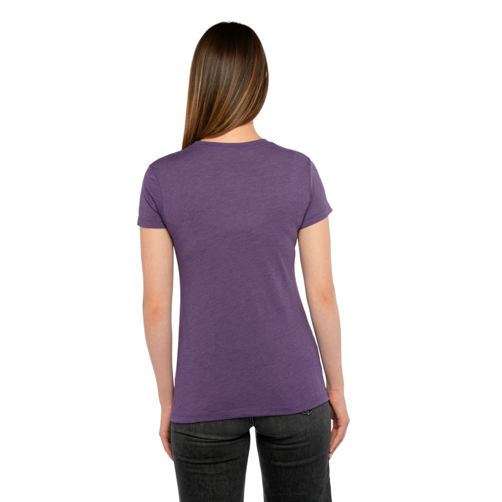 Our Women's Tri-Blend T-shirt is tailored specifically for her with a feminine shape. This T-shirt is about as soft as they come, just like the rest of our Tri-Blend Collection, with a silky hand-feel, great drape, stretch and recovery. It's premium details complete this vintage look with 1x1 Baby Ribbed set-in crew neck with front cover stitching, hemmed sleeves, side seams and a finished straight bottom hem.