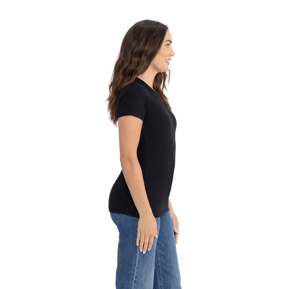 Our Women's Tri-Blend T-shirt is tailored specifically for her with a feminine shape. This T-shirt is about as soft as they come, just like the rest of our Tri-Blend Collection, with a silky hand-feel, great drape, stretch and recovery. It's premium details complete this vintage look with 1x1 Baby Ribbed set-in crew neck with front cover stitching, hemmed sleeves, side seams and a finished straight bottom hem.