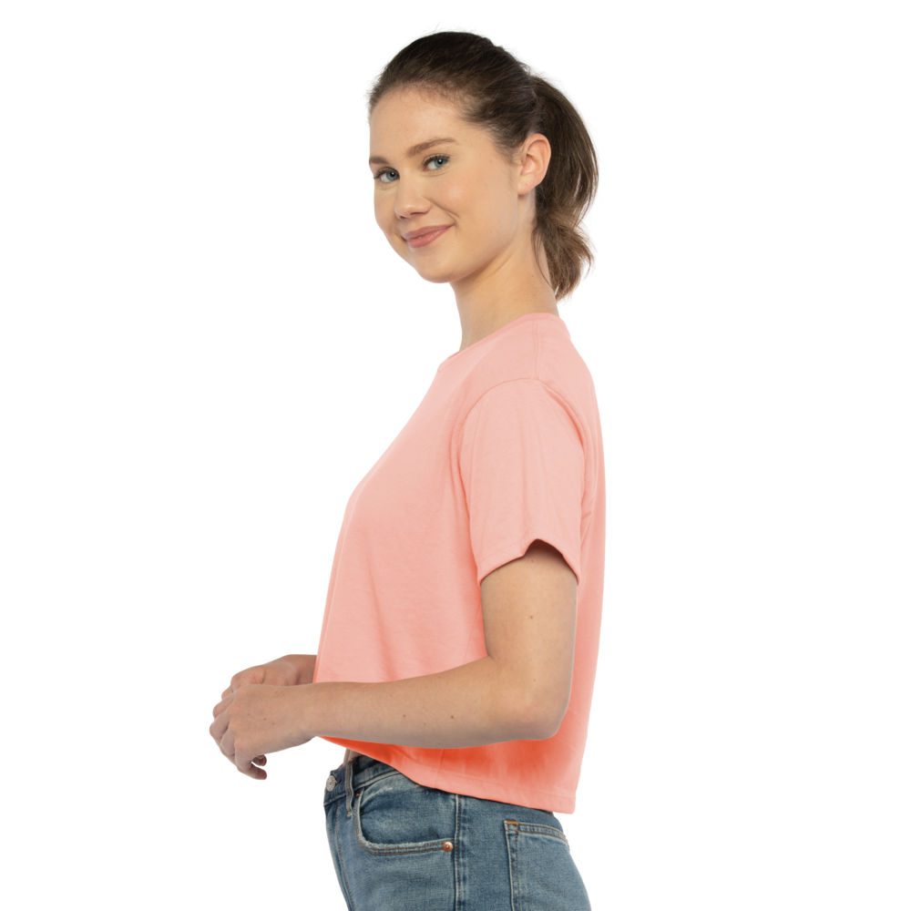 Inspired by the casual and cool vibe of Southern California, this crop has a modest cut and a length that hits just below the belly button with a finished hem and neck binding. This silhouette is perfect to elevate your everyday casual wear.