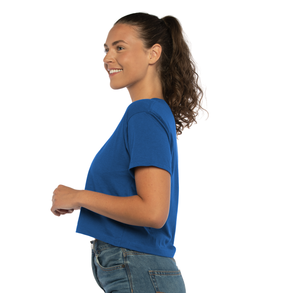 Inspired by the casual and cool vibe of Southern California, this crop has a modest cut and a length that hits just below the belly button with a finished hem and neck binding. This silhouette is perfect to elevate your everyday casual wear.