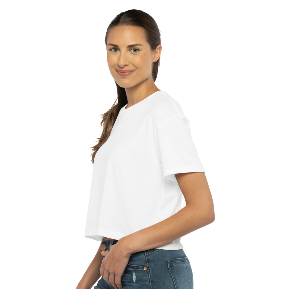 Inspired by the casual and cool vibe of Southern California, this crop has a modest cut and a length that hits just below the belly button with a finished hem and neck binding. This silhouette is perfect to elevate your everyday casual wear.