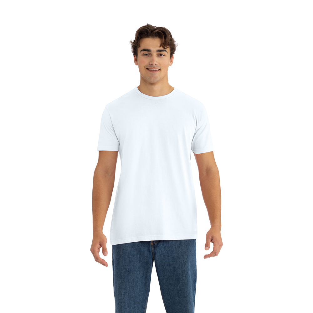 Pull en coton mélangé marine chiné avec une coupe droite et patch blanc