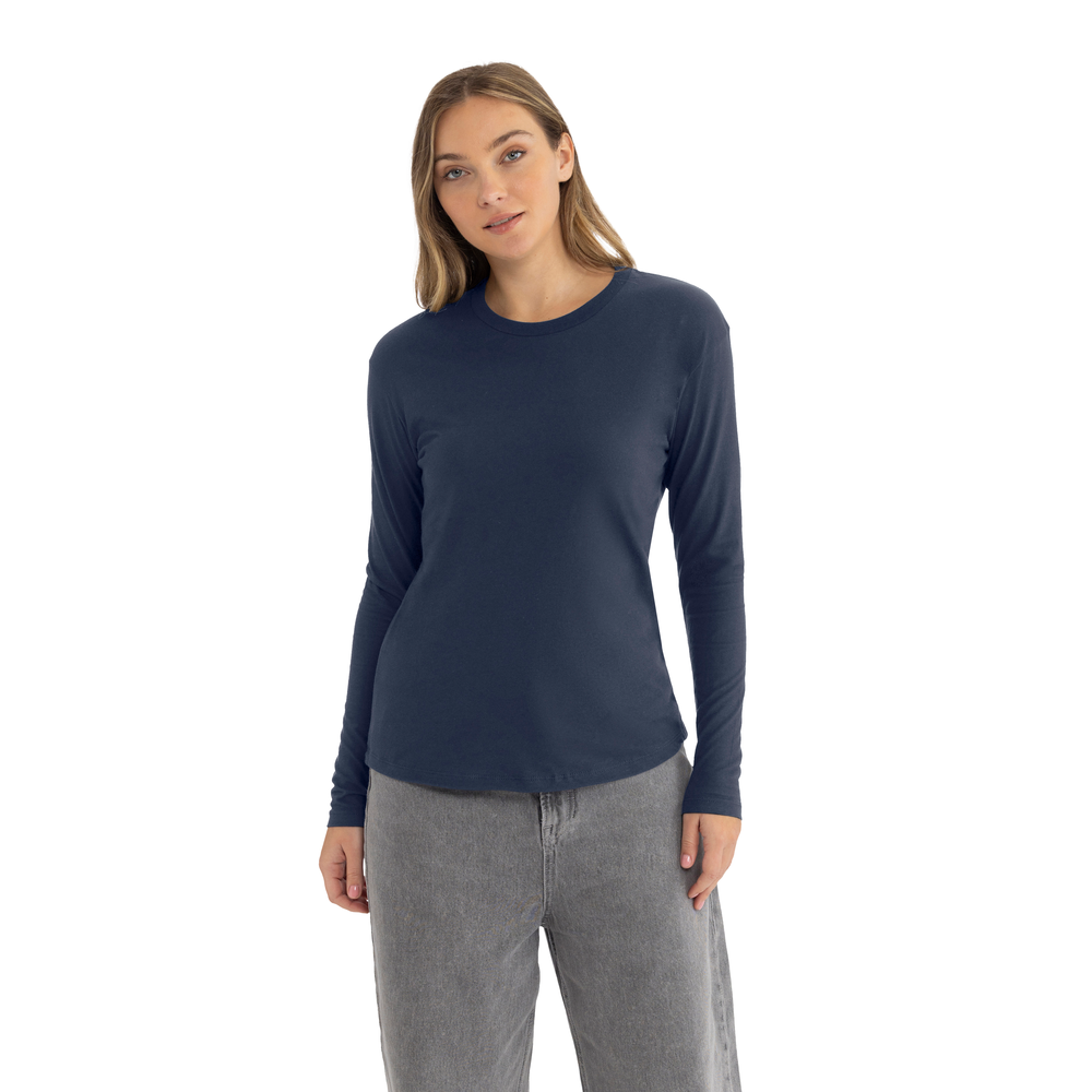 Women's Cotton Relaxed Long Sleeve T-Shirt - Midnight Navy