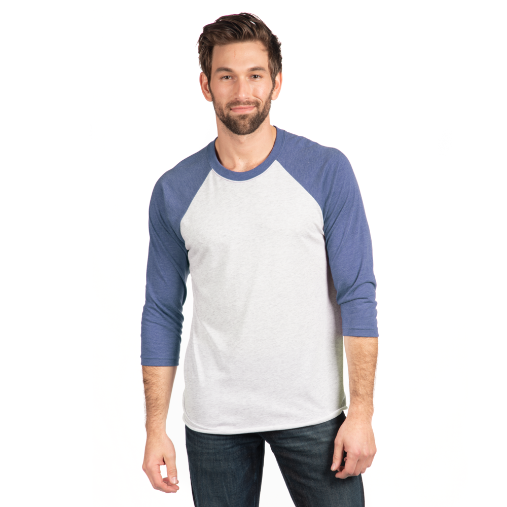 Tri-Blend 3/4 Raglan T-Shirt - Vintage Royal/Heather White