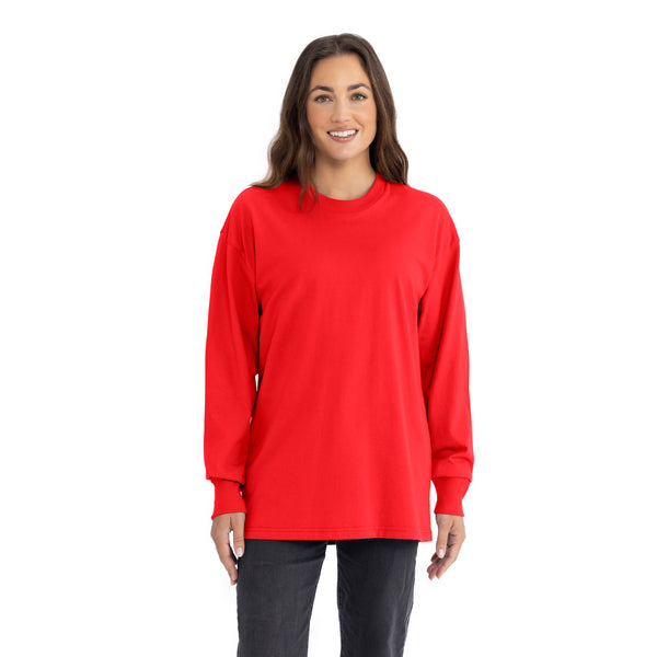 Introducing our Heavyweight Long Sleeve Ringspun Cotton T-Shirt: crafted for durability and comfort. Made from premium ringspun cotton, it offers unmatched softness. Versatile and timeless, it's an essential addition to any wardrobe.