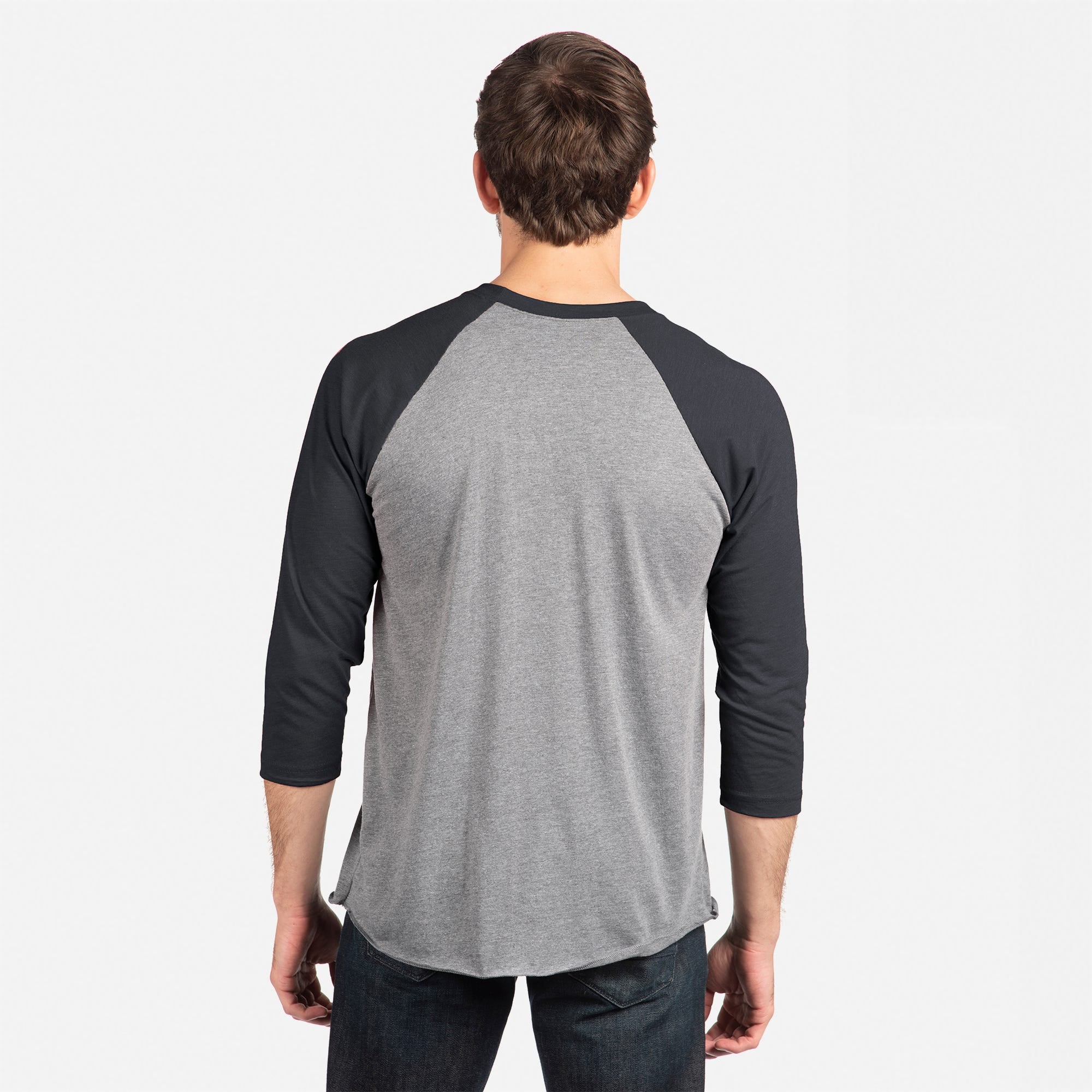 Next Level 6051 Unisex Raglan T-Shirt - Vintage Navy & Premium Heather Blend, Small