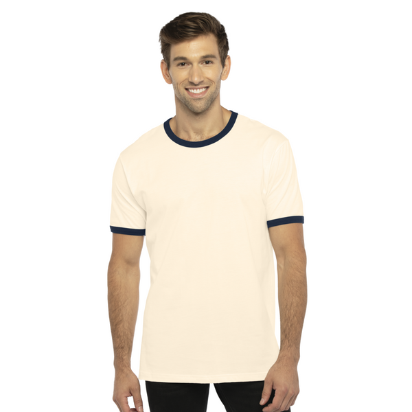 Cotton Ringer Tee - Natural/Midnight Navy | 3604 | NLA