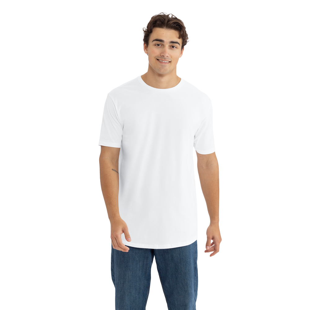 Our classic premium cotton tee with a longer length. Made from our combed and ring-spun cotton to give an everyday look with elevated comfort.