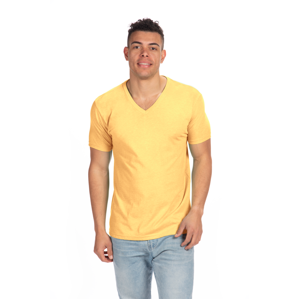 Our CVC's retail cut, softness, and breathability elevates a classic v-neck. Offers durability and comfortability in one tee, get a versatile piece that provides consistent fit and comfort after every wash.