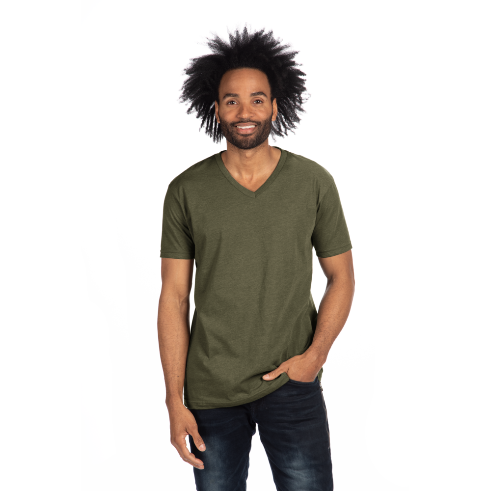 Our CVC's retail cut, softness, and breathability elevates a classic v-neck. Offers durability and comfortability in one tee, get a versatile piece that provides consistent fit and comfort after every wash.
