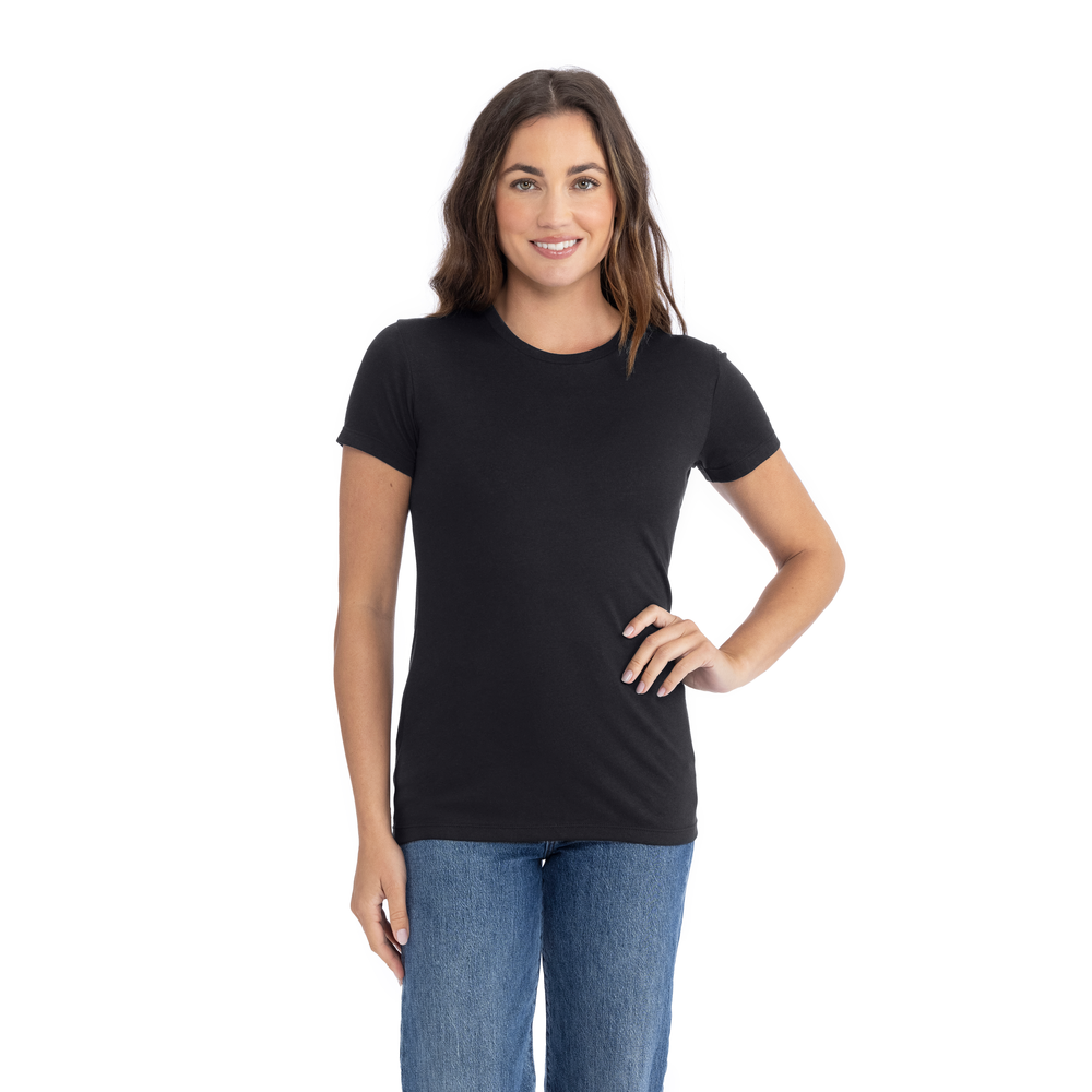Our Women's Tri-Blend T-shirt is tailored specifically for her with a feminine shape. This T-shirt is about as soft as they come, just like the rest of our Tri-Blend Collection, with a silky hand-feel, great drape, stretch and recovery. It's premium details complete this vintage look with 1x1 Baby Ribbed set-in crew neck with front cover stitching, hemmed sleeves, side seams and a finished straight bottom hem.