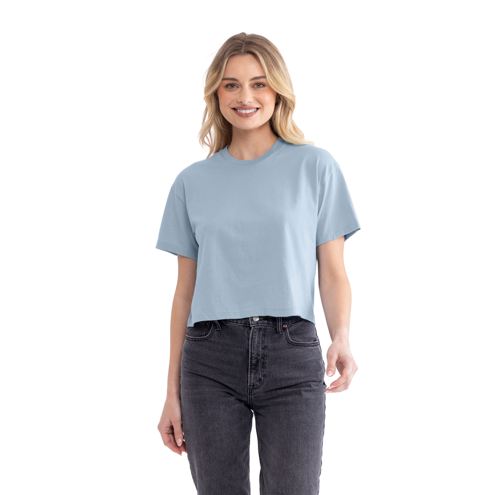 Inspired by the casual and cool vibe of Southern California, this crop has a modest cut and a length that hits just below the belly button with a finished hem and neck binding. This silhouette is perfect to elevate your everyday casual wear.