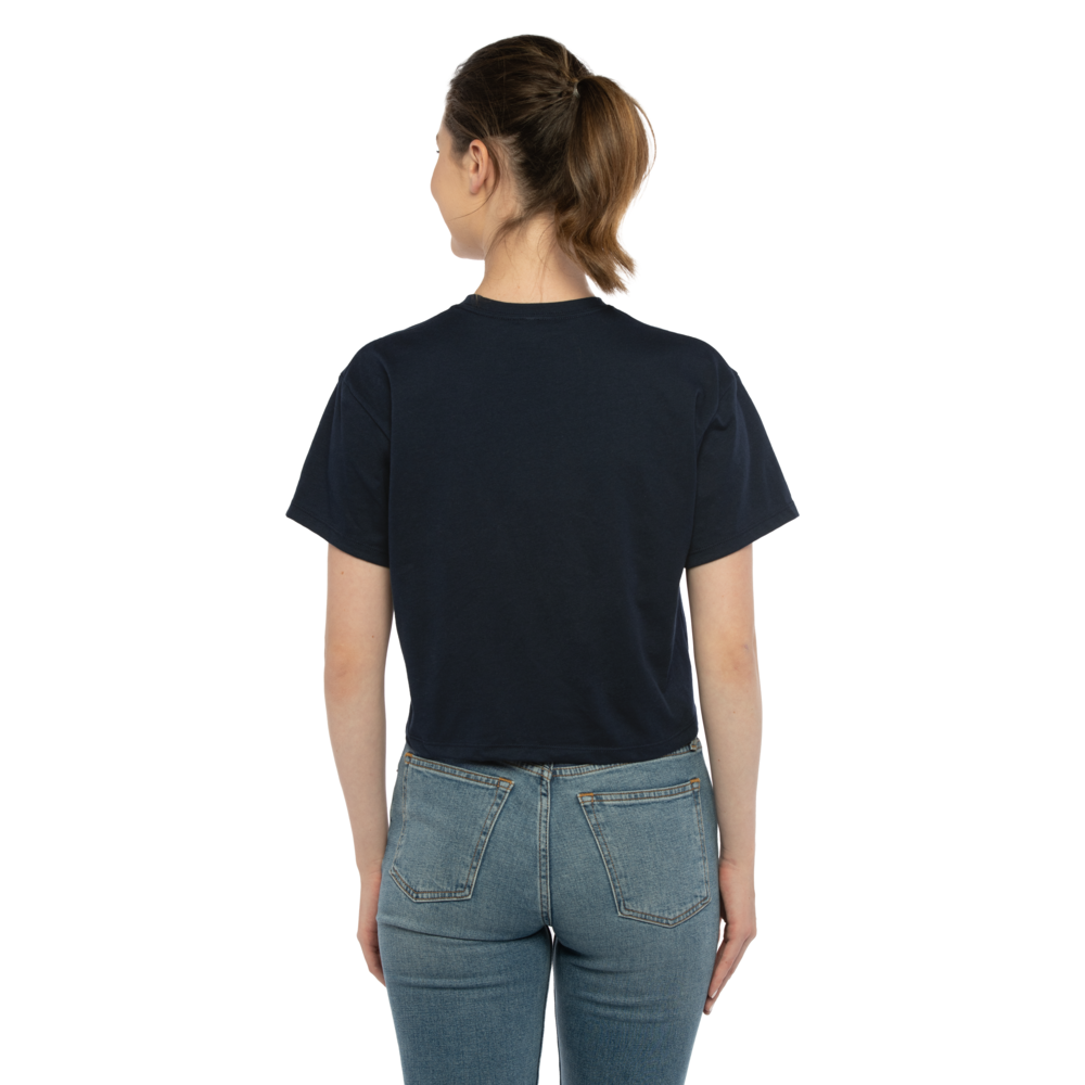 Inspired by the casual and cool vibe of Southern California, this crop has a modest cut and a length that hits just below the belly button with a finished hem and neck binding. This silhouette is perfect to elevate your everyday casual wear.
