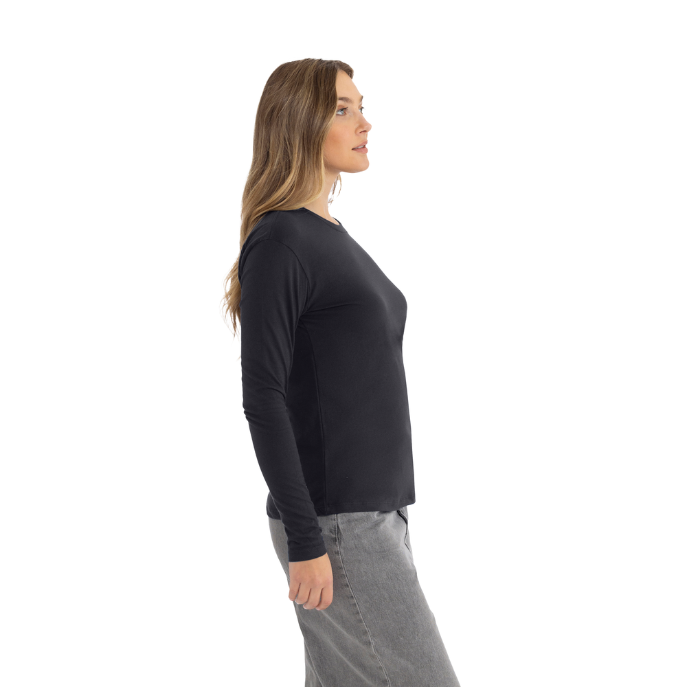 Women s Cotton Relaxed Long Sleeve T Shirt Black 3911 Women s Cotton Relaxed Long Sleeve T Shirt Black 3911