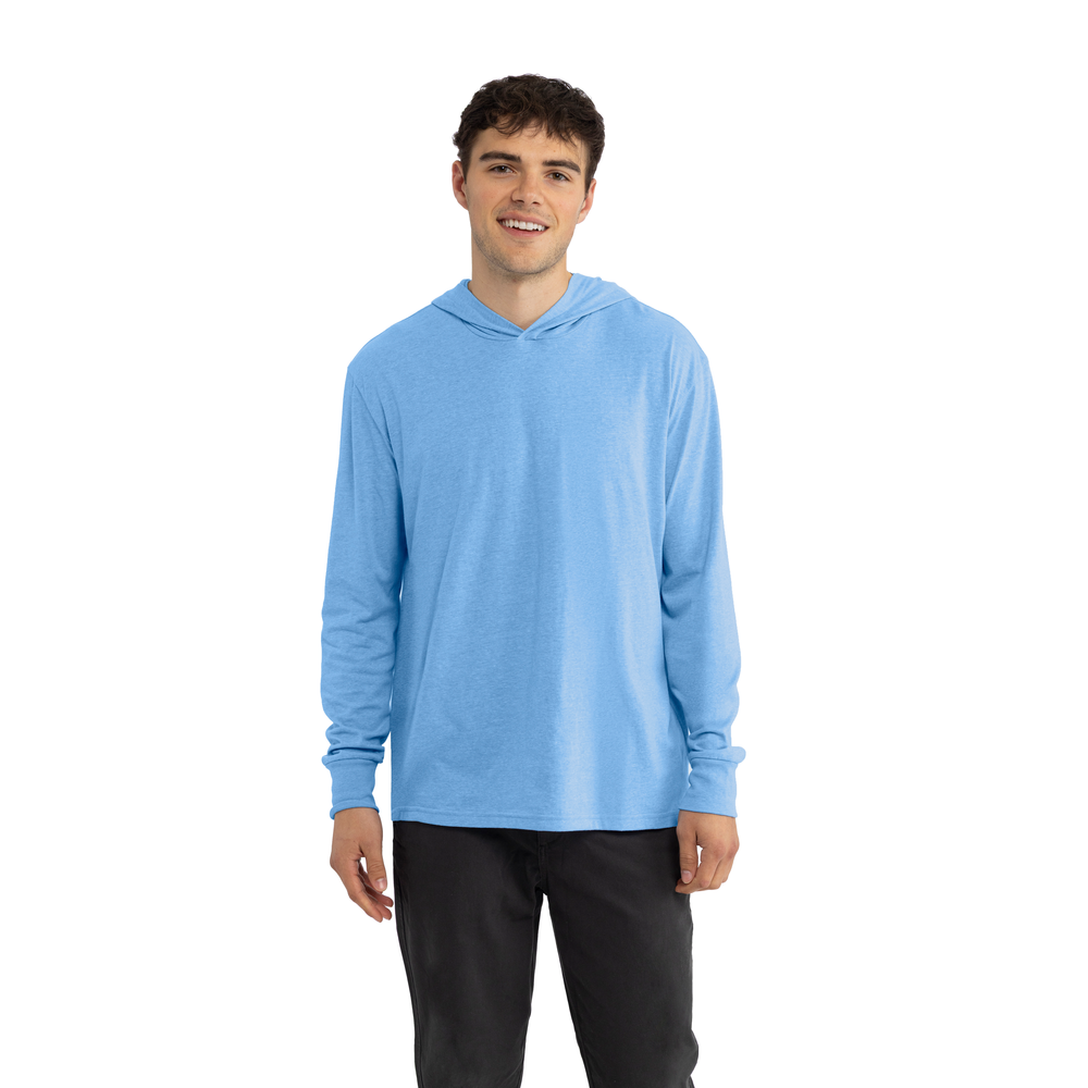 CVC Long Sleeve Hoodie Heather Columbia Blue | Next Level Apparel